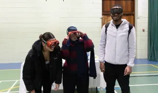 Students trying out some VR at the Health Fair