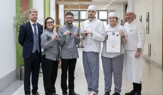 Prize winners with lecturer Alan McCabe