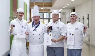 Prize winners with lecturer Michael McNamara