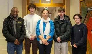 The winning SDG Hackathon team with lecturer Mary Kennedy