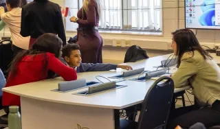 H.E. Ms. Céline Place, the French Ambassador to Ireland meeting with members of the Louth French Club organisation during her visit to DkIT