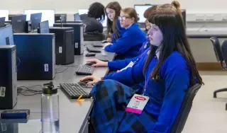 Students from St Vincents during the programming and coding workshop