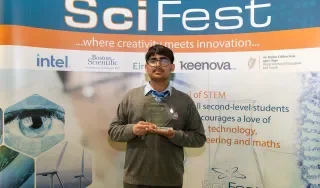 Shourya Singh from St Joseph's CBS Drogheda who won the SciFest Runner-up Best Project Award