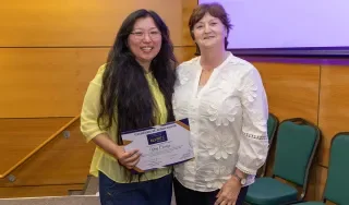 Elevate Award winner and student ambassador Ying Conroy pictured with Margaret Ward from DkIT’s Centre for Excellence in Learning and Teaching  