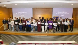 Elevate Award winners and student ambassadors pictured with mentors and DkIT staff at the awards ceremony