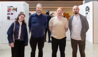 Lecturer JJ Quinlan with the Fís judging panel