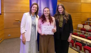 Student Ambassador Sarah Gonnelly with lecturers Bruna Pucci and Aislinn McCourt
