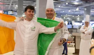 Charlie Ward, who won a Bronze Medal in Cookery pictured with his mentor Alan McCabe