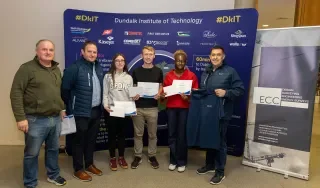 Measured Survey winners with Pauric McKenna and Colm Holmes of ECC and their lecturer Enda Fields