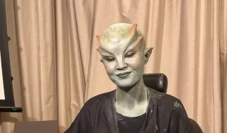 The model during the Prosthetics and Make up Masterclass