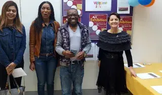 (L-R) Sana Kazi (WELCOME project member), Dr. Colletta Dalikeni (WELCOME project co-leader), Joe Odiboh (Artist and WELCOME project member), Dr. Bernadette Brereton (WELCOME project co-leader)