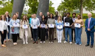 The DkIT Elevate Award Winners 2024, pictured with President Dr Diarmuid O’Callaghan and Catherine Staunton, Head of Careers & Employability 