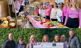 General Nursing students sale and presenting funds to the Gary Kelly Cancer Support Centre