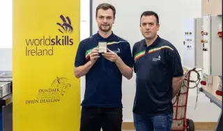 Adam Doherty pictured with DkIT lecturer Bernard O'Hare