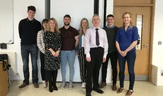 (L-R) Stephen O’Reilly, Aileen McGahon, Dr Suzanne Linnane (Lecturer), Ian Kilcoyne, Sarah Smith, Eamon Mullen (Lecturer), Cathal Conaty, Katie Quinlan.