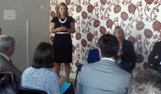 Maria Bailey, TD speaking at the launch of 'Report on Housing Options for Older People' in the Great Northern Haven, Dundalk, Co. Louth.
