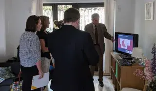 The Joint Committee for Housing receive a tour of the apartments at the Great Northern Haven led by Rodd Bond, Director of Netwell CASALA, Research Centre for Ageing at DkIT.