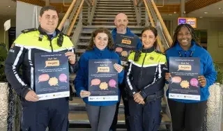 Garda Darragh Prior and Garda Kate Patterson with DkIT SU members Holly Lambe-Sally, Tobi Bewaji and Gerry O’Brien
