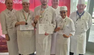 Daniella Schmidova, Ondrej Mer and Oshini Herath  pictured with their DkIT lecturers Alan Mc Cabe, Rosemarie Leonard and Michael Mc Namara