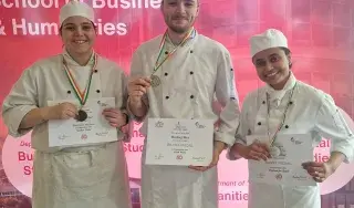 Daniella Schmidova, Ondrej Mer and Oshini Herath who were prize winners in the Chef Ireland 2025 competition