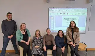 Dr Ciaran Ryan (Department of Creative Arts, Media and Music), Dr Bridget Kelly (Department of Life and Health Sciences), Dr Adèle Commins (Head of Department of Creative Arts, Media and Music), Professor John O’Flynn (DCU), Dr Kayla Rush (Department of Creative Arts, Media and Music), Dr Sheryl Lynch (Maynooth University)