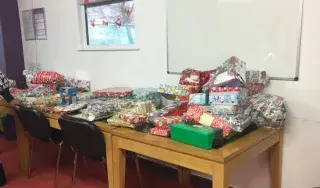 Some of the gifts that were so generously donated by the DkIT college community wrapped and waiting to be handed to the children. 