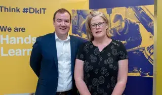 Chris Gordon, pictured with DkIT Lecturer, Angela Hamouda
