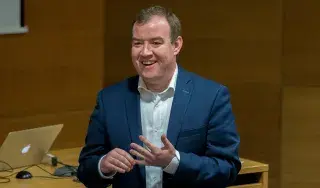 Chris Gordon, presenting his lecture to DkIT students and lecturers