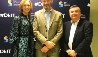Dr Siobhan Duffy, Law Lecturer, MEP Colm Markey, Shane Hill, Head of Department of Management and Financial Studies 