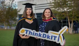 DkIT Students Union President & BB in Business & Management graduate, Maria Maguire (Right) from Cooley, Co. Louth is pictured with Katie Wyer (Left) from Donaghamede, Co. Dublin who received her MSc in Agricultural Biotechnology at conferring in Dundalk Institute Of Technology (DkIT)