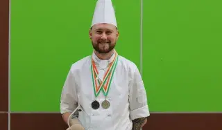 Conor Farrell, 1st year Culinary Arts student wins silver and Best in Class in the Sacher Torte Competition and also won bronze in the soufflé competition at CATEX 2019.