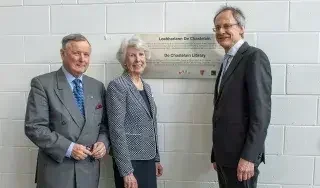 General John de Chastelain and MaryAnn de Chastelain with DkIT President, Michael Mulvey, PhD at the unveiling of the new de Chastelain Library Plaque
