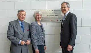 General John de Chastelain and MaryAnn de Chastelain with DkIT President, Michael Mulvey, PhD at the unveiling of the new de Chastelain Library Plaque
