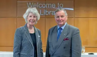MaryAnn de Chastelain and General John de Chastelain pictured in the de Chastelain Library at DkIT