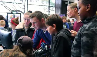 DkIT lecturer Shane Darcy working with students from Aston Village Educate Together National School