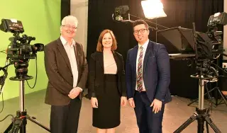 Head of School of Informatics & Creative Arts at DkiT, Dr Gerard (Bob) McKiernan with Dr Helen Lawlor and Lorcan Dunne at the launch of the new Television & Media Academy with Dundara Television & Media