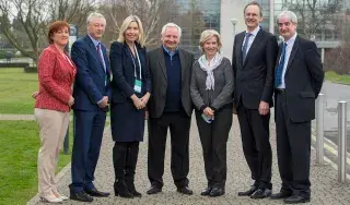 Pictured at the event from L-R are Sheila McGuinness, COO RCSI, Martin Curley, CIO HSE,  Yvonne Goff CCIO HSE, Brian O’Connor, ECH Alliance, Breda Malone, older person, Dr Michael Mulvey, President DkIT and Rodd Bond, Director NetwellCASALA.  Picture Ciara Wilkinson
