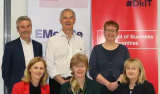 Pictured in photo: Back row, left to right: Prof. Klaus Sailer (HEInnovate Expert Group); Prof. Pauric McGowan (Ulster Business School); Dr. Kelly Smith (EEUK & ISBE). Front row, left to right: Annmarie McHugh (EMeRGe, DkIT); Dr. Therese Moylan (IADT & CEEN); Prof. Colette Henry (EMeRGe, DkIT)
