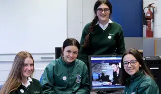 [L-R] TY students Aisling McCreesh , Julie Guinan, Kaiya Taffe and Sophie Arechka from St Louis Secondary School participate in DkIT’s Entrepreneurship School Week.