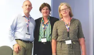 L-R Joint winner Dr Paul Flynn, NUI Galway with Dr Christopher Moon, Conference Organiser & Judge and Angela Hamound Business Lecturer, DKIT.