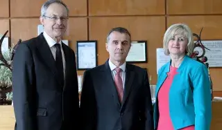 Pictured [from left to right] are Michael Mulvey, PhD, DkIT President; Stéphane Crouzat, French Ambassador to Ireland and Dr Sheila Flanagan, VP of Academic Affairs & Registrar, DkIT at the Good France-Ireland event in DkIT.