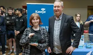 Games Development Student Alexandra Connolly, with Head of School, Prof. Fergal McCaffrey