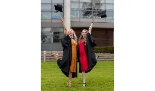 Pictured (from left) are Lyndsey Keating from Dundalk and Mary McKeever from Tenure, Co Louth who receive their BA (Honours) in Communications in Creative Media at DkIT Graduation 2019.