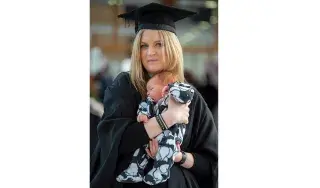 Saoirse Browne from Skerries, Co Dublin receives her BA (Hons) in Social Care Award at DkIT Graduation 2019 pictured with her son Rhys Ronan Pearce who is 10 days old.