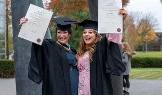 • Pictured (from left) are Elizabeth Cochrane from Boardmills, Co Down and Elizabeth McAlerney from Castlewellan, Co Down who both graduated with a BSc (Hons) in Midwifery at DkIT.