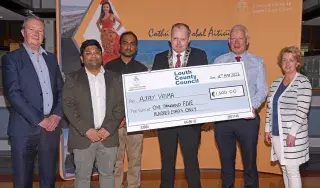 Prof Fergal Mc Caffrey, Dr. Abhishek Kaushik, Student Ajay Verma, Cathaoirleach Conor Keelan, Alice Hoey DkIT,