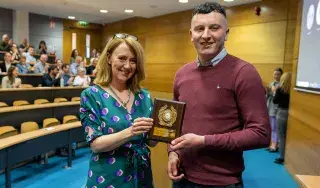 Edel Healy, Head of School for Health and Science with Ryan Callan