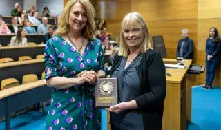 Edel Healy, Head of School for Health and Science with Ann Everitt Reynolds