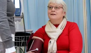 DkIT's Head of Department of Hospitality Studies; Brianain Erraught taking part in the free blood pressure check up on the day.