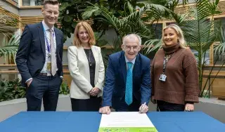 Hugh Nolan,Vice President of Finance, Resources and Diversity, Dr Edel Healy, Head of the School of Health and Science, Dr Diarmuid O'Callaghan, DkIT President, Niamh Fallon, DkIT Student Union President